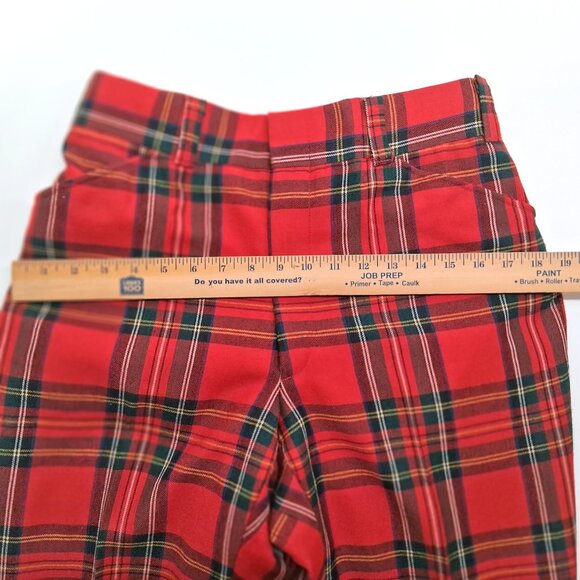 VTG 70s Wool Tartan Plaid Flare Pants High Rise Bell Bottom Punk Rock  30" x 29" - Picture 9 of 14